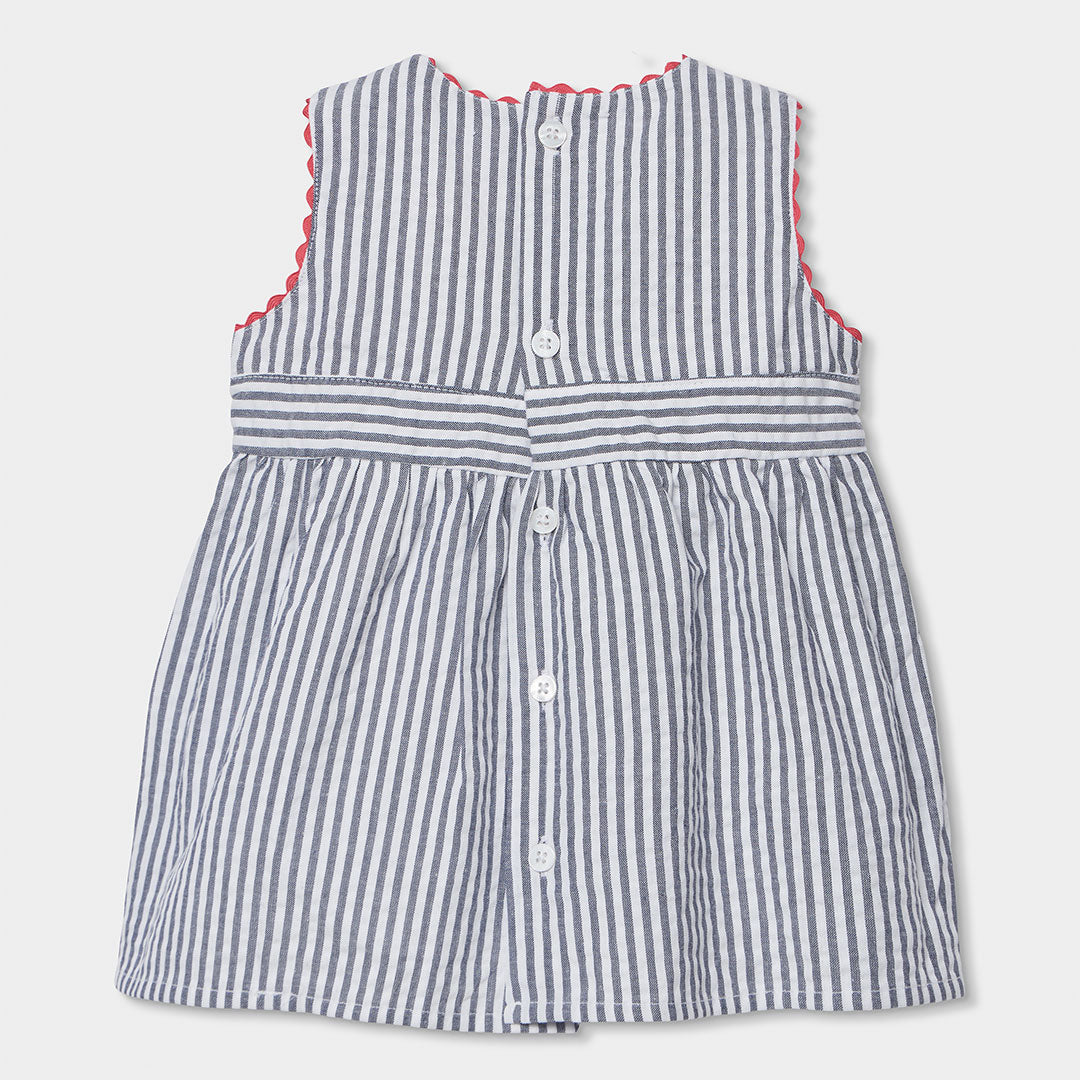 Poplin dress striped for baby