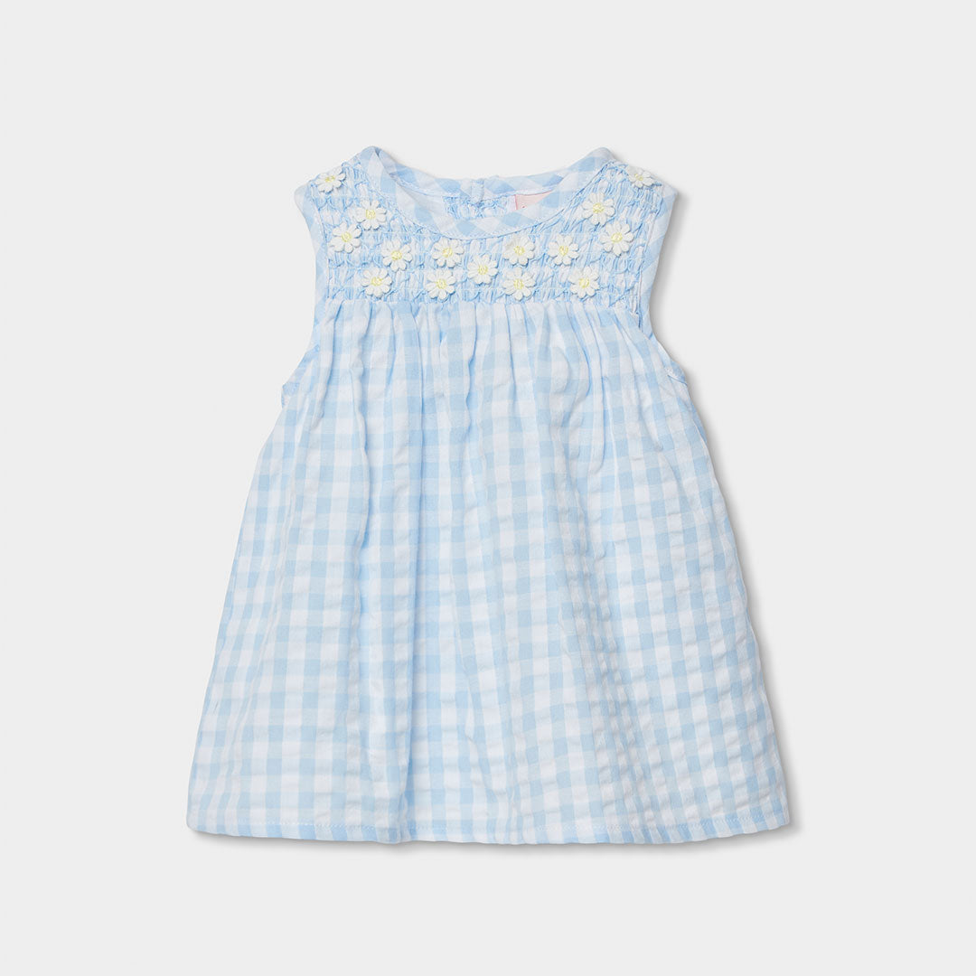 Poplin dress check for baby